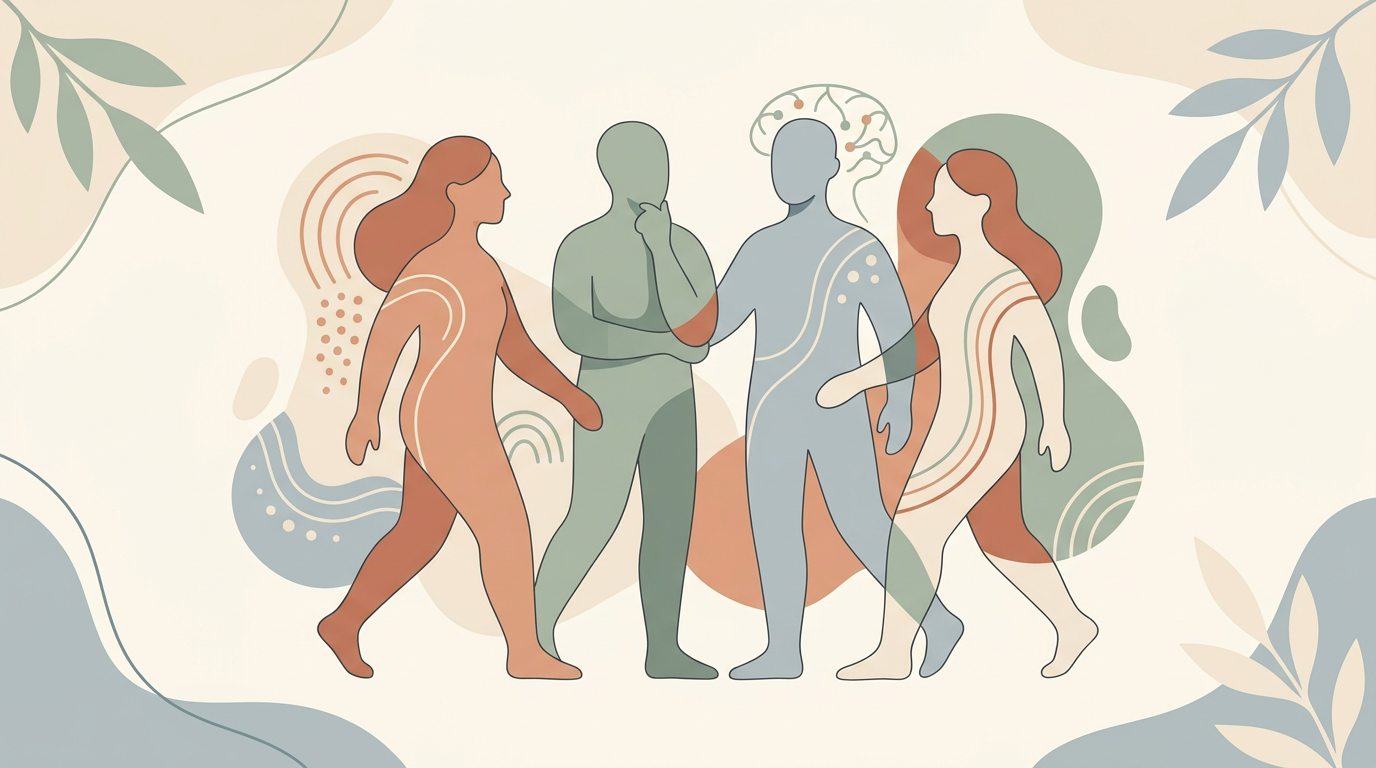Ilustrație articol blog TeleMind, România: Autism la adulți: masking, diagnostic tardiv și psihiatru online (2026). Ghid medical educativ pentru pacienți; revizuire conținut Dr. Lavinia Dobrescu, medic specialist psihiatru și psihoterapeut.